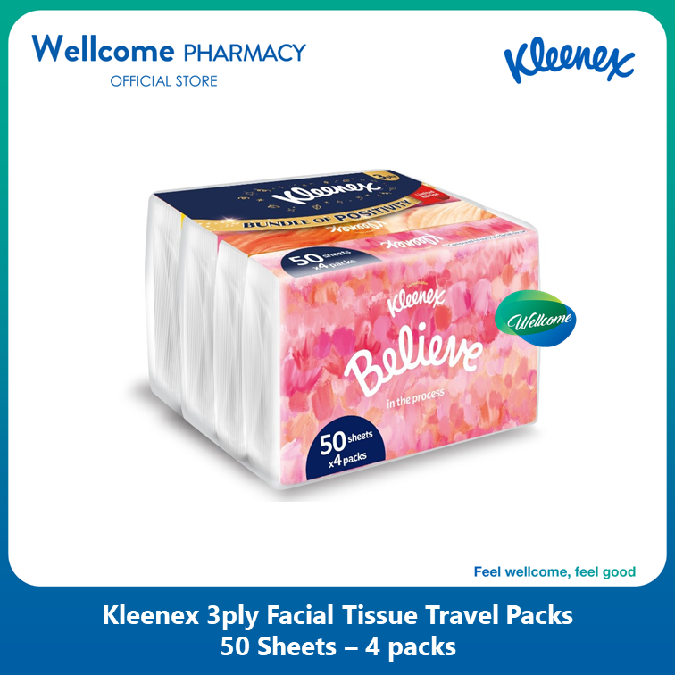 Kleenex Facial Tissue Travel Pack - 4 x 50s