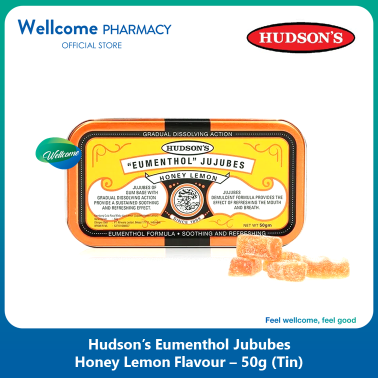 Hudson's Jujubes Tin Honey Lemon - 50g
