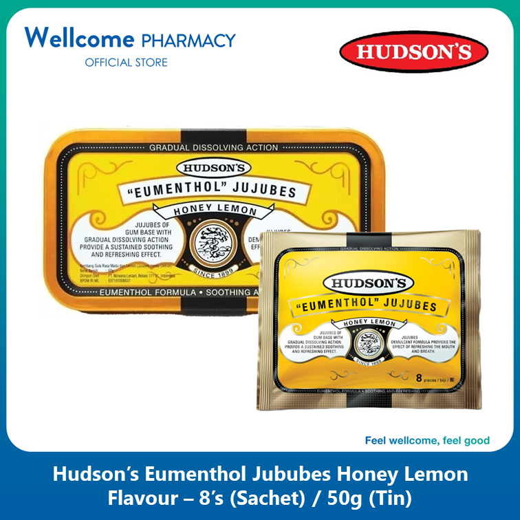 Hudson's Jujubes Tin Honey Lemon - Variants 8s 50g