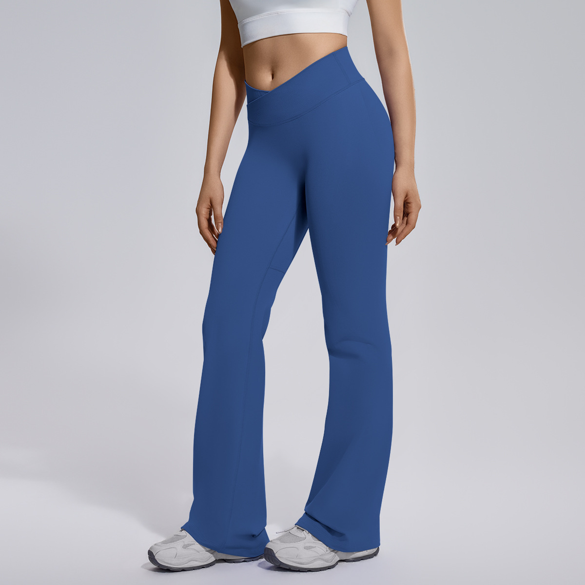 SKU-05-6719 cross waist wide leg pants-blue gray