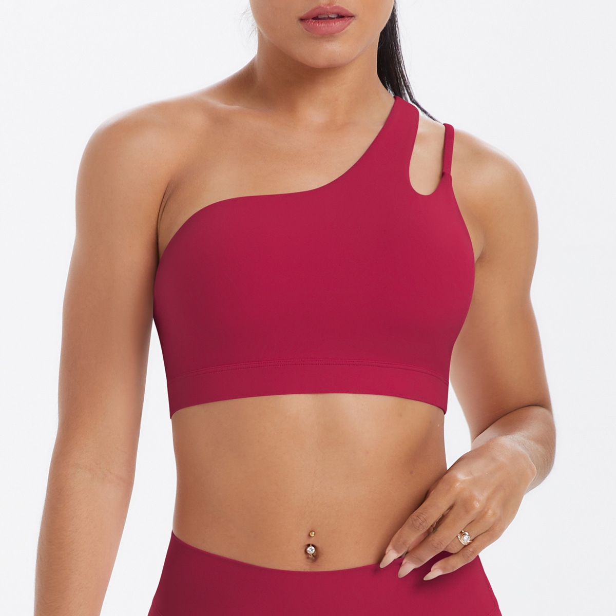 SKU-09-7114 one shoulder bra-carmine red