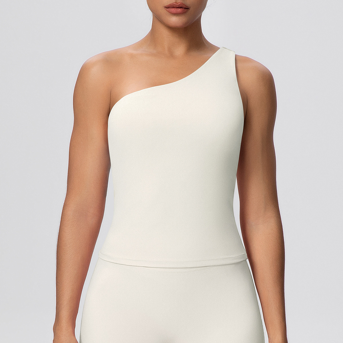 SKU-04-7129 one shoulder vest-light ivory
