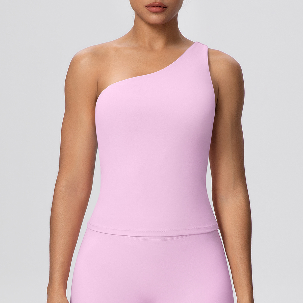 SKU-06-7129 one shoulder vest-sakura pink