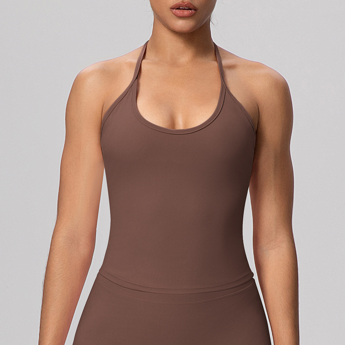 SKU-01-7127 strappy vest-chestnut color