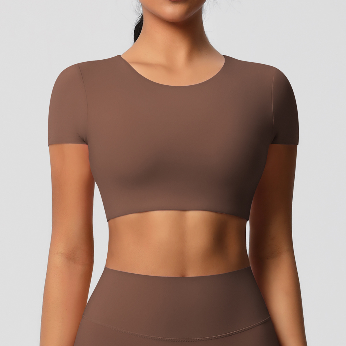 SKU-10-7105 short sleeves-chestnut color