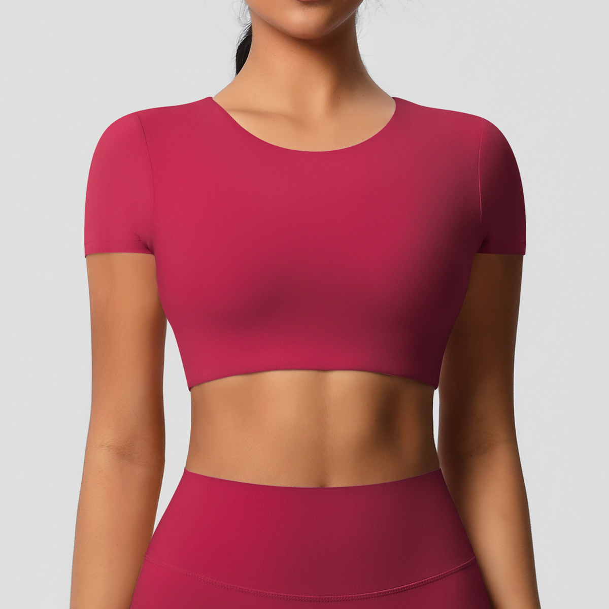 SKU-02-7105 short sleeves-rouge red