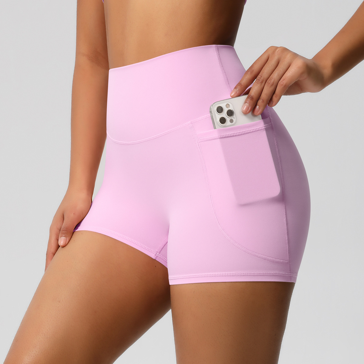 SKU-10-7109 pocket shorts-sakura pink
