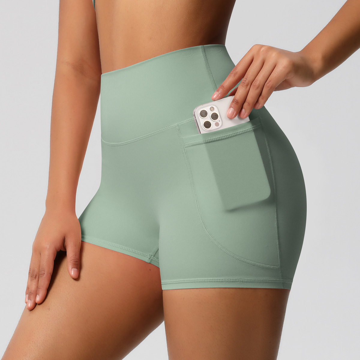 SKU-04-7109 pocket shorts-basil green