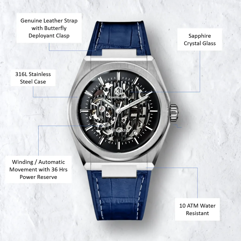 Nova skeleton silver blue leather_specs