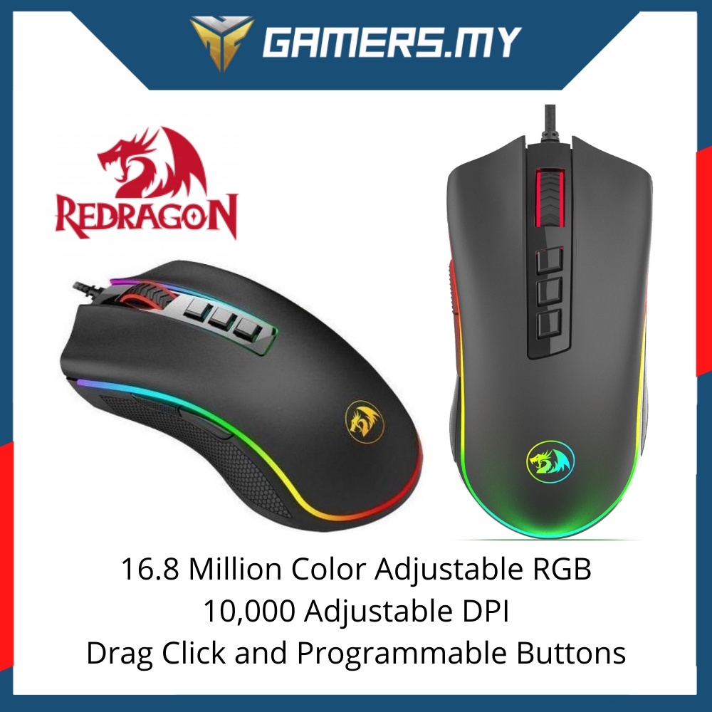 Redragon M711 COBRA Gaming Mouse RGB Backlight 10,000 DPI Adjustable with  Programmable Buttons PGMall