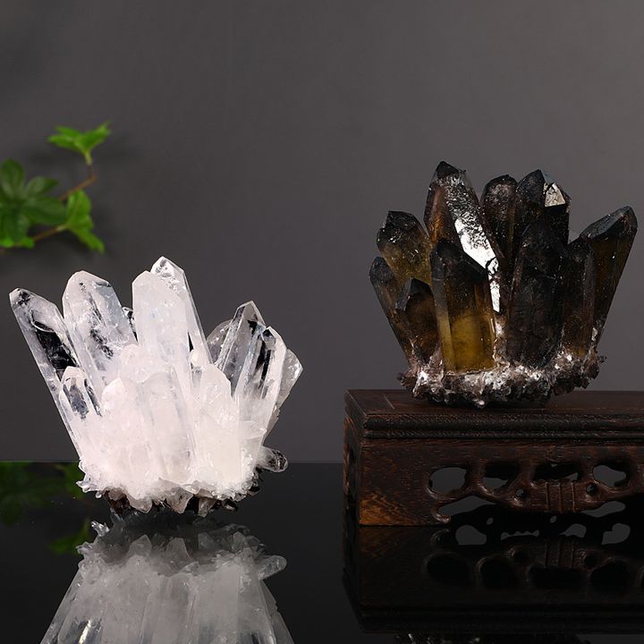 茶水晶簇