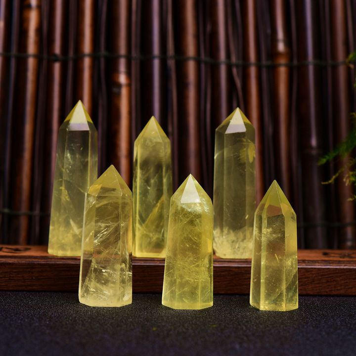 黃水晶水晶柱 黃水晶六棱柱 能量水晶柱 原石打磨
