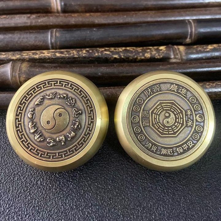 時來運轉 招財進寶 純銅手把件