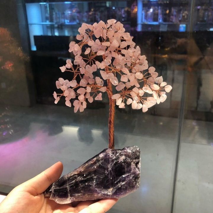 水晶樹 粉水晶 水晶原礦底座