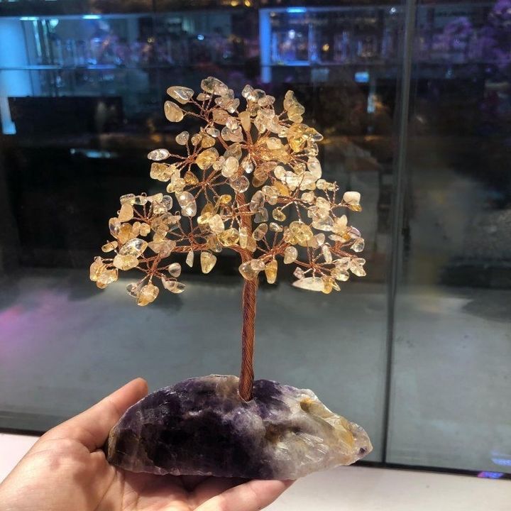 水晶樹 黃水晶 水晶原礦底座