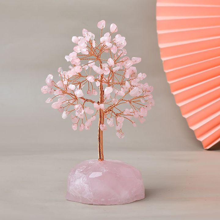水晶樹 粉水晶  水晶原礦底座