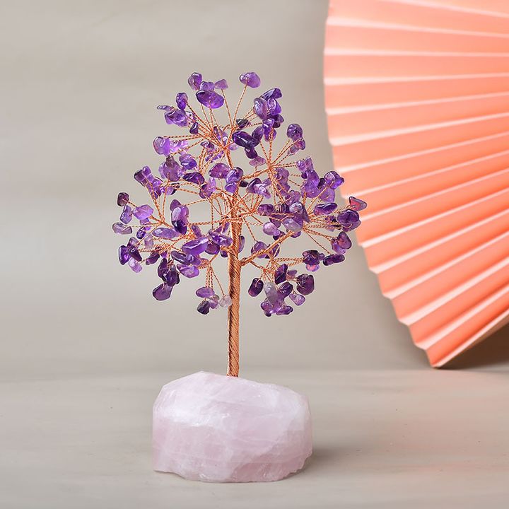 水晶樹 紫水晶 粉水晶 水晶原礦底座
