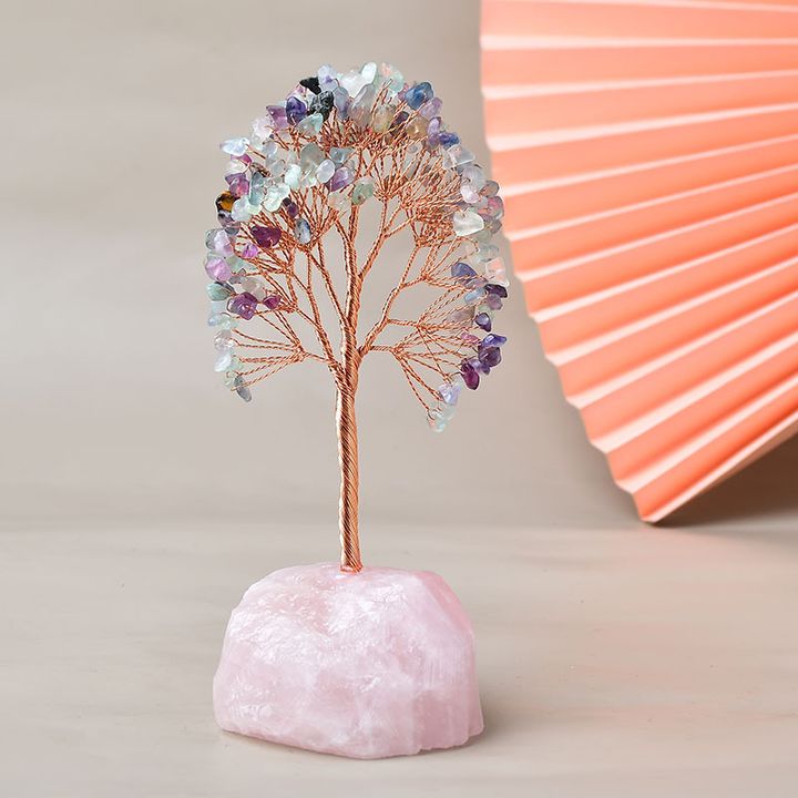 水晶樹 螢石 粉水晶 水晶原礦底座