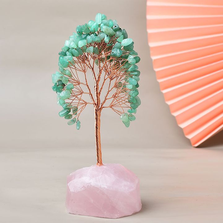 水晶樹 綠東陵 粉水晶 水晶原礦底座