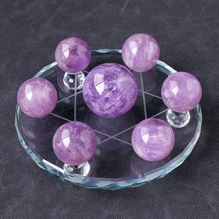 水晶球七星陣風水擺件 紫水晶球組合