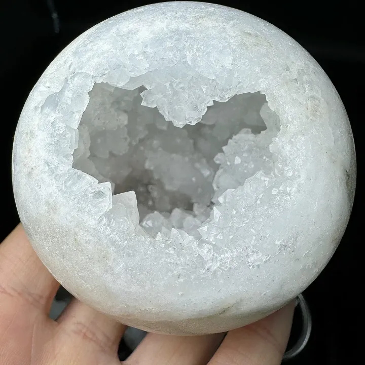 天然白瑪瑙水晶球 開口笑水晶球