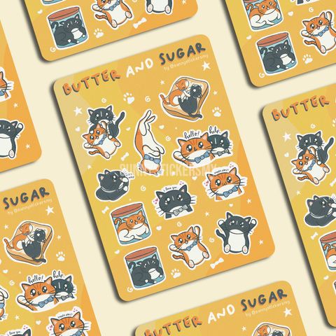 A6 Sticker Sheet] Butter and Sugar Cats Illustration Journal