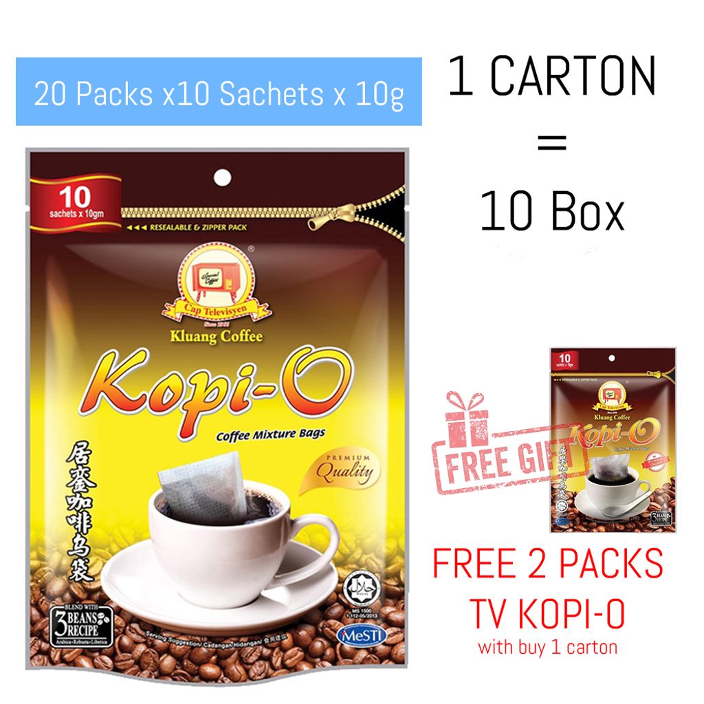 1 Carton) Kluang Cap Televisyen TV Coffee Kosong Coffee Bag O Kopi-O Coffee  No Sugar – BundleSG.com