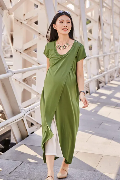 Image 59: Jemma Two Toned Layered Midi Dress (Green).jpg