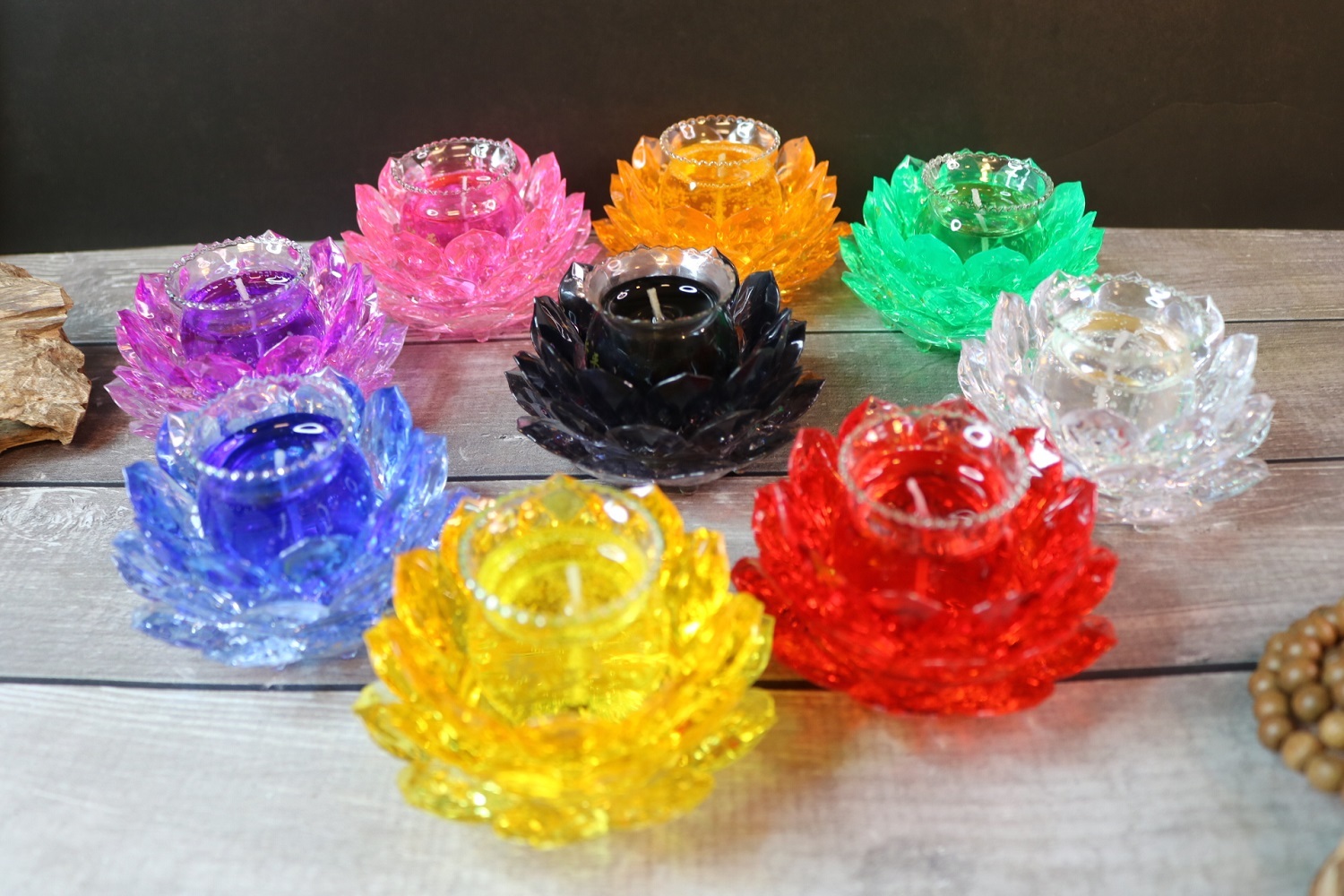 水晶蓮花座果凍蠟燭[九色可選] – 旺旺來宗教百貨