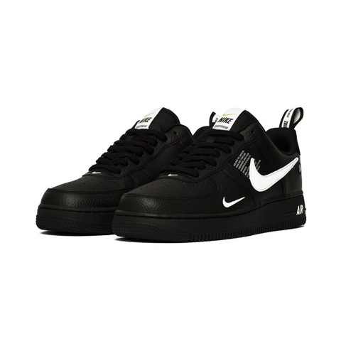 Nike Air Force 1 Utility 黑色 白勾 拼接 雙勾 男女鞋 休閒鞋 質感皮革 AJ7747-001 2