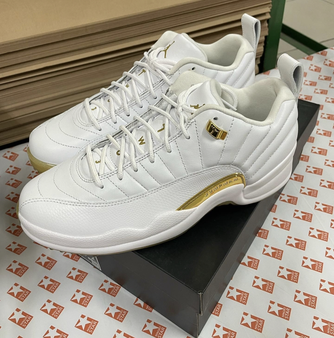 jordans 12 retro white and gold
