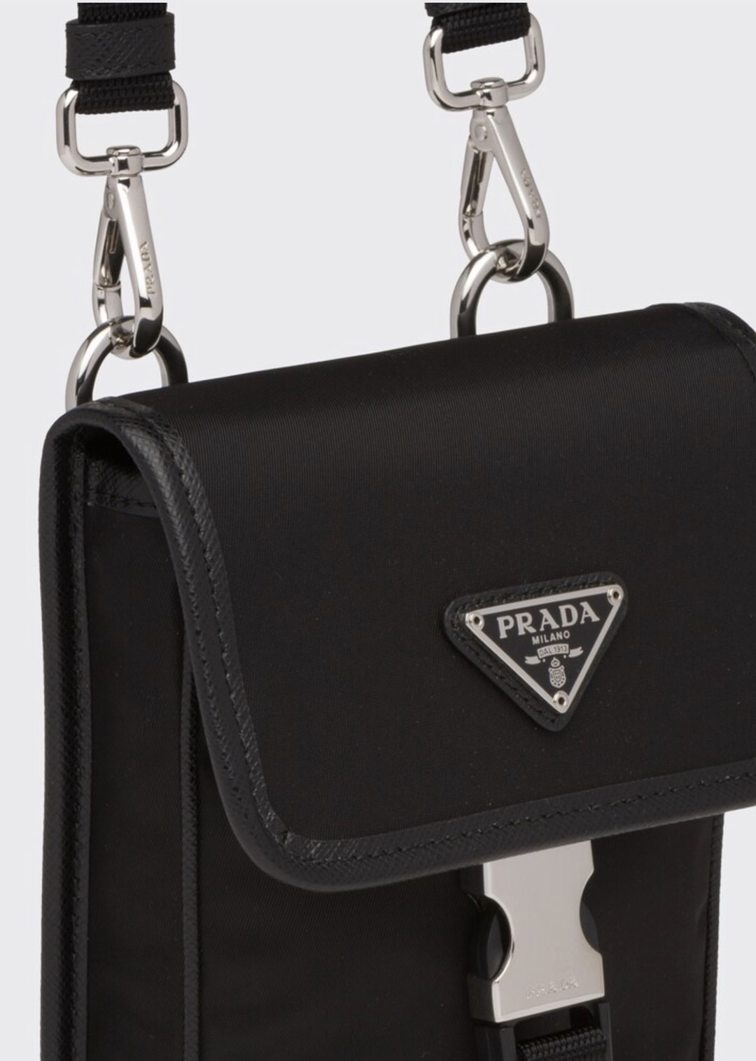 Prada Black nylon phone case with shoulder strap