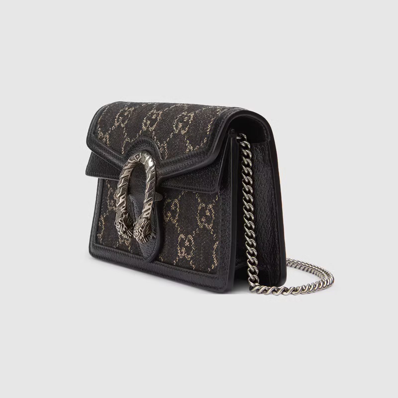 Gucci Dionysus Jacquard Black Denim GG Super Mini Bag