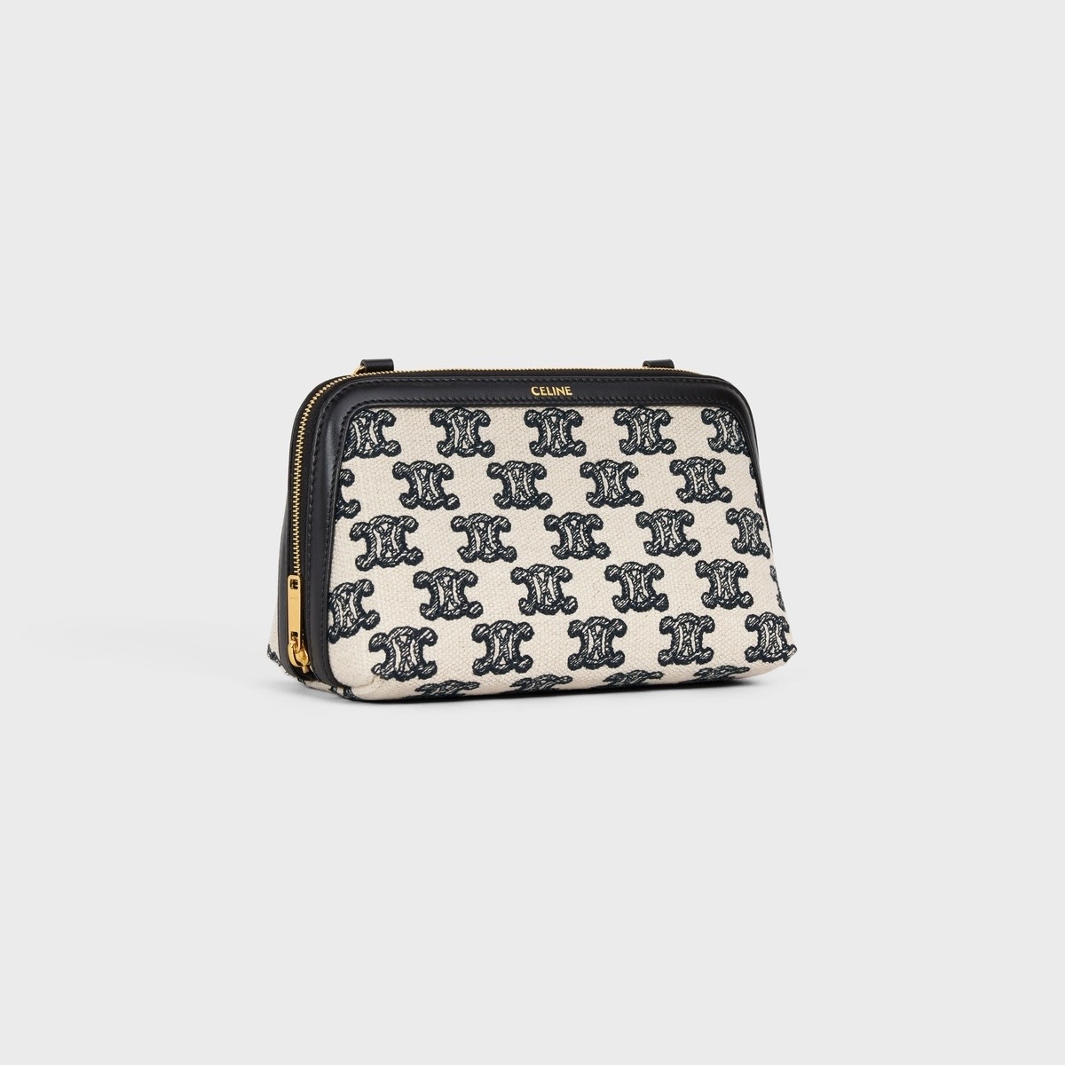CLUTCH WITH CHAIN IN TRIOMPHE CANVAS AND LAMBSKIN - WHITE