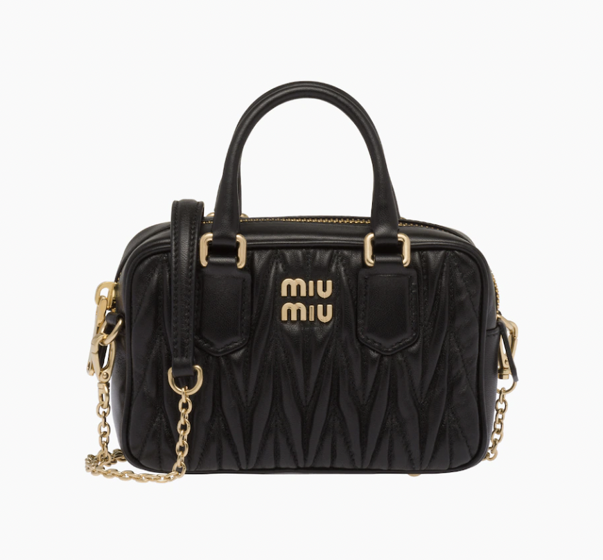 MIU MIU Black Matelasse Nappa Leather Phone Mini Bag