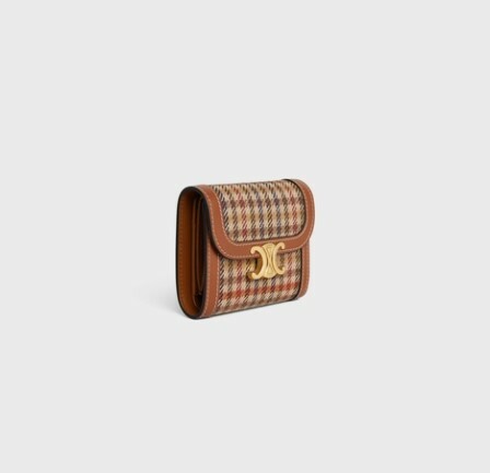 Shop CELINE Triomphe 2022-23FW Small Wallet TRIOMPHE in tweed and