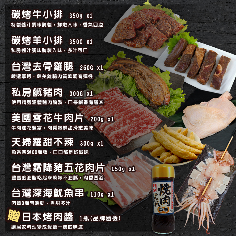經典烤肉派對超值8件組 說明