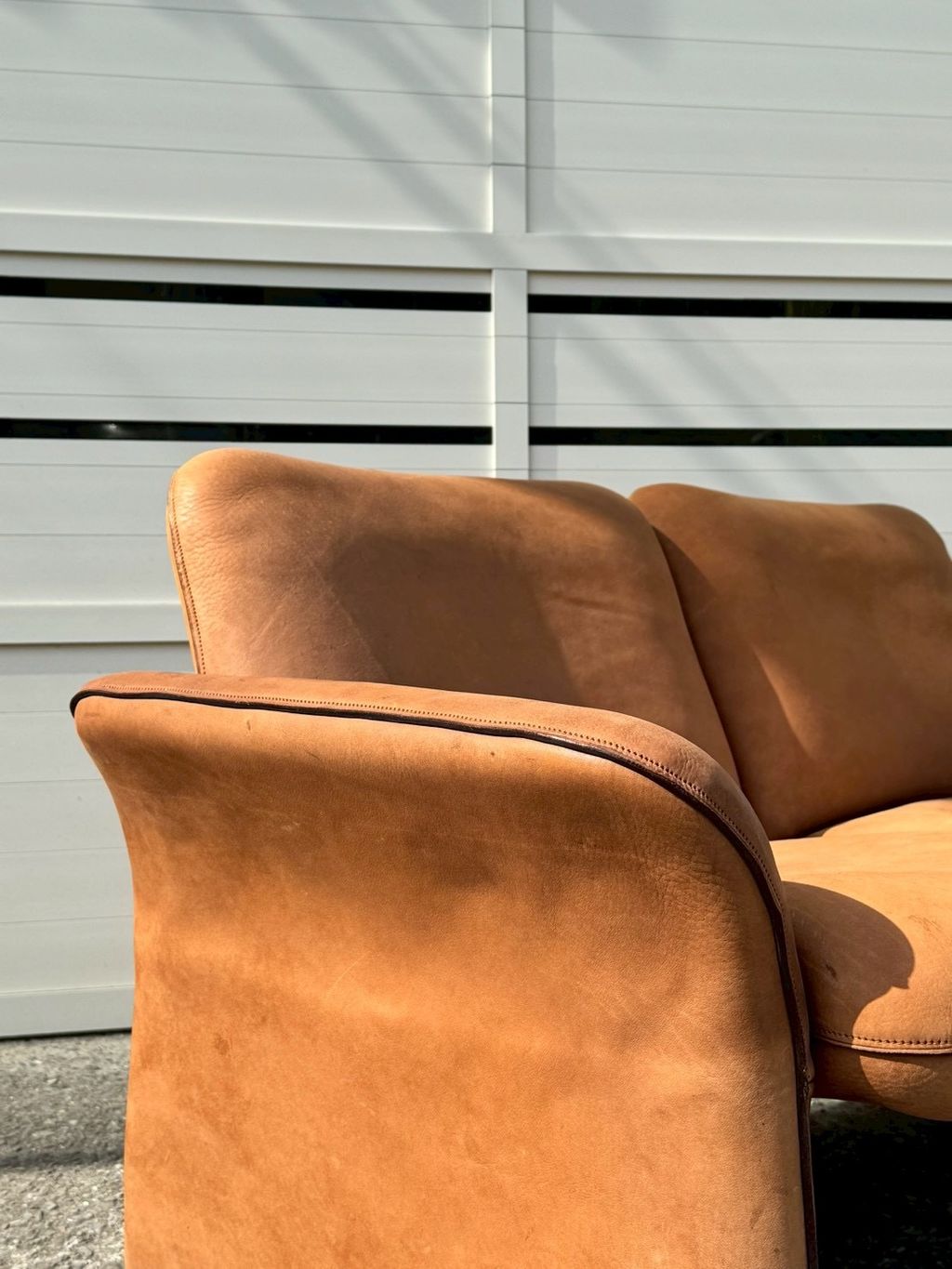 N3888 Vintage 1970s Brown 2 seats sofa (10)