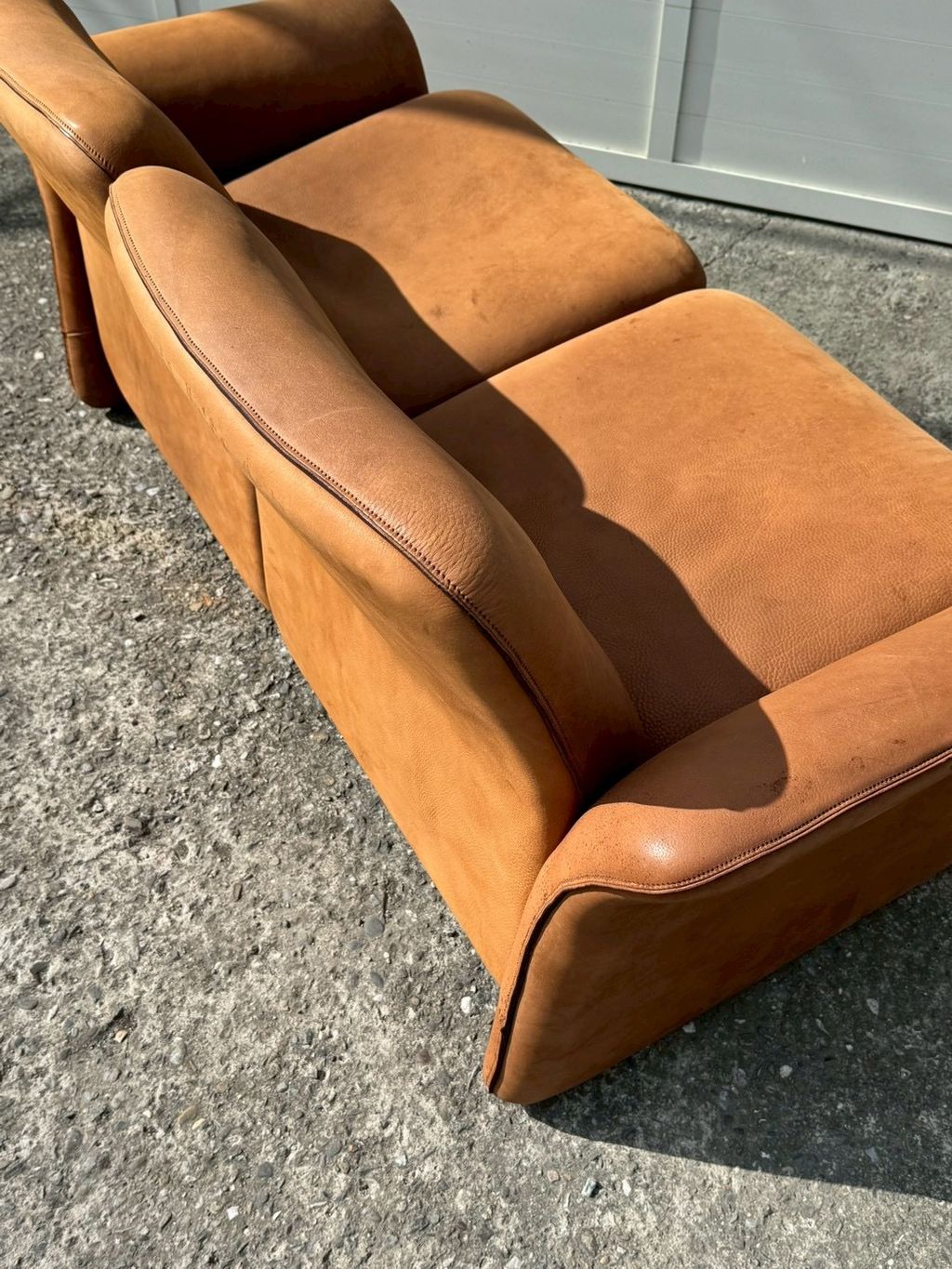 N3888 Vintage 1970s Brown 2 seats sofa (15)