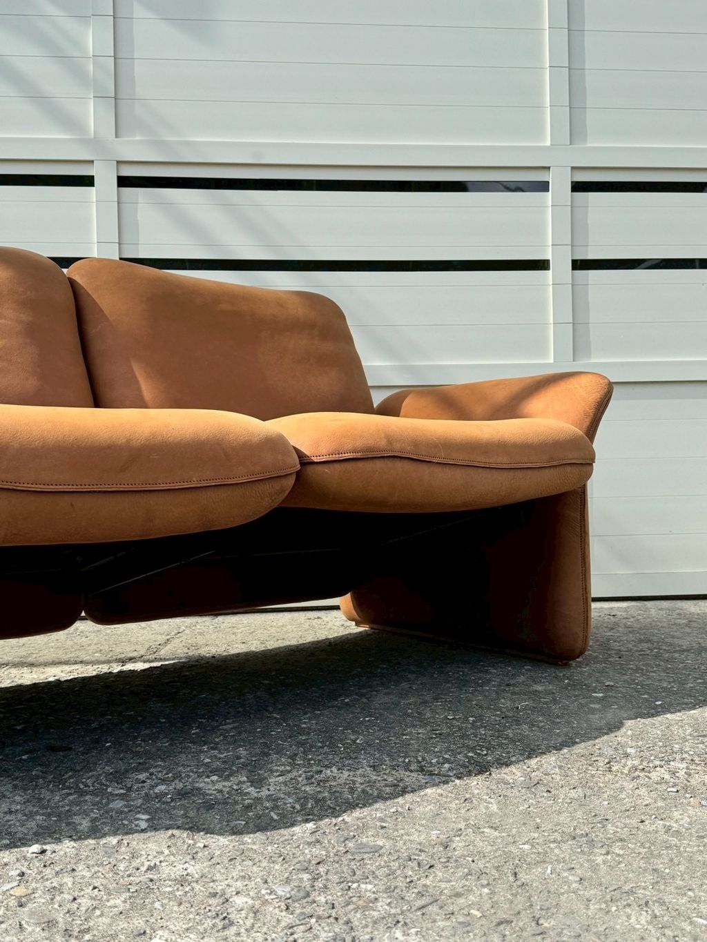 N3888 Vintage 1970s Brown 2 seats sofa (14)