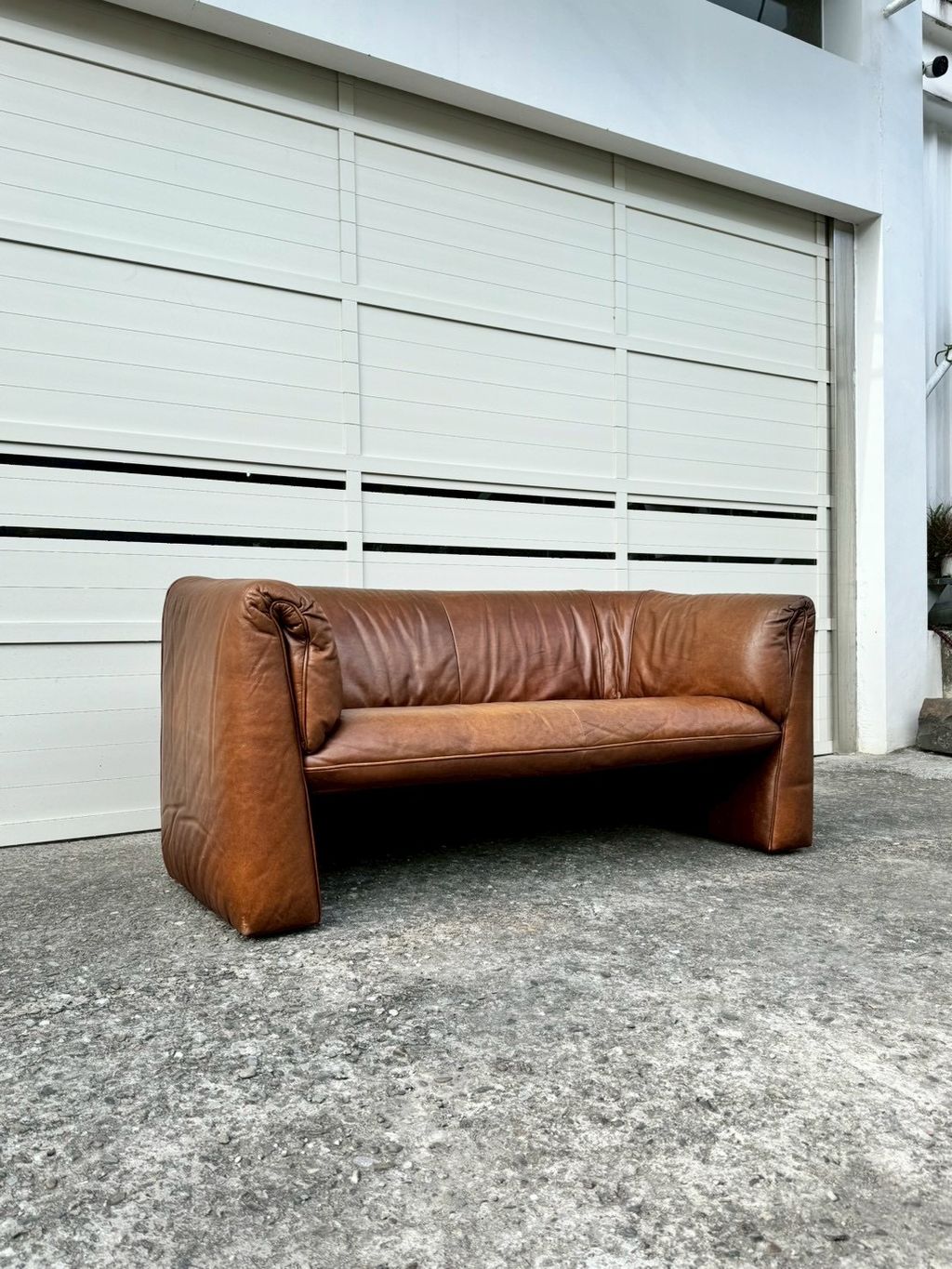 N3888 Vintage 1970s Brown 2 seats sofa (12)