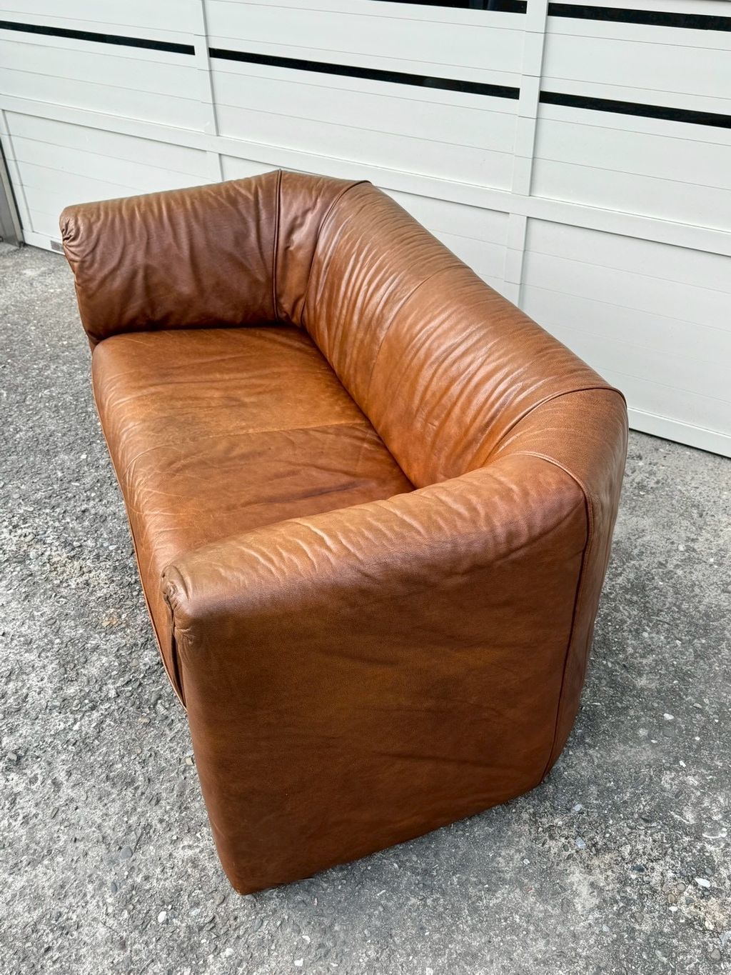 N3888 Vintage 1970s Brown 2 seats sofa (11)