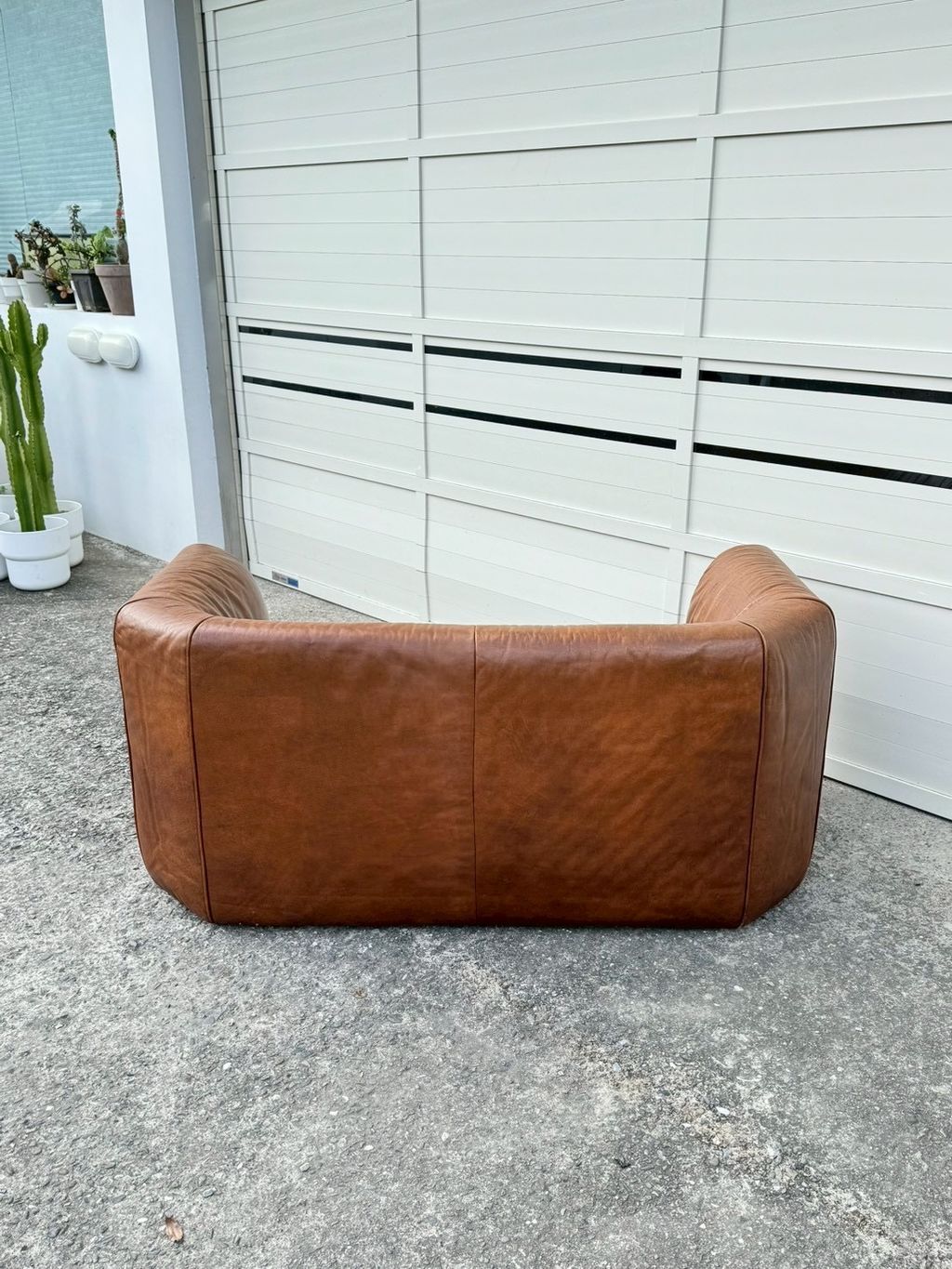 N3888 Vintage 1970s Brown 2 seats sofa (5)