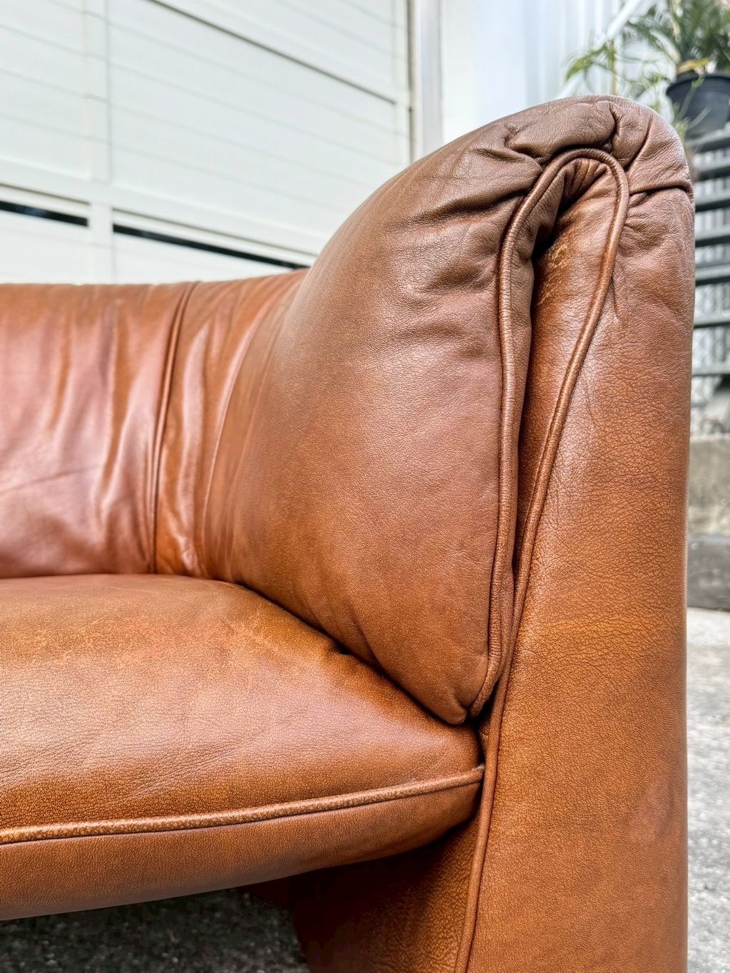 N3888 Vintage 1970s Brown 2 seats sofa (14)