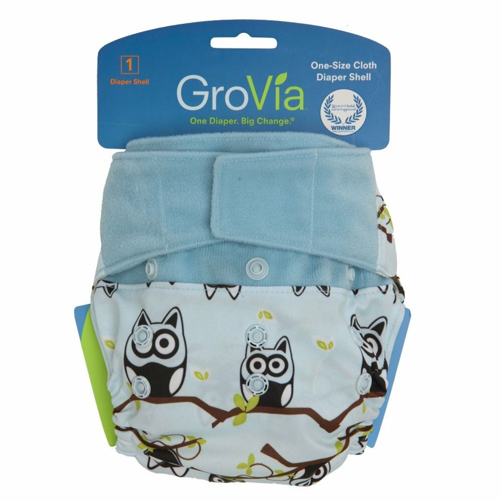 Grovia-Aplix-Hook-and-Loop-AI2-Diaper-Single-Shell-Owls