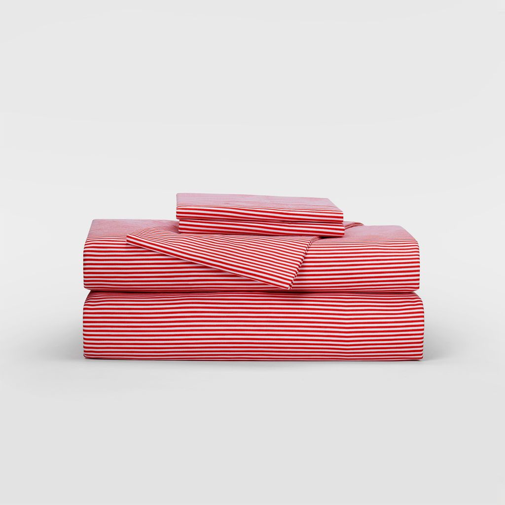 Nordic Home Luxe Sateen Stripe Red 02