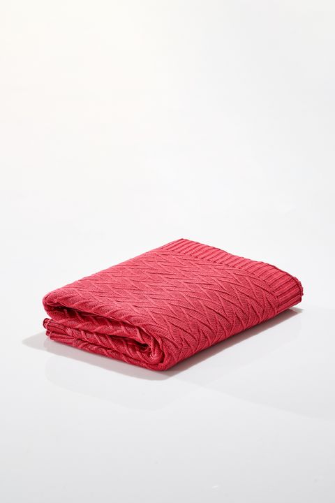 MOROCCO KNITTED BLANKET THROW RED