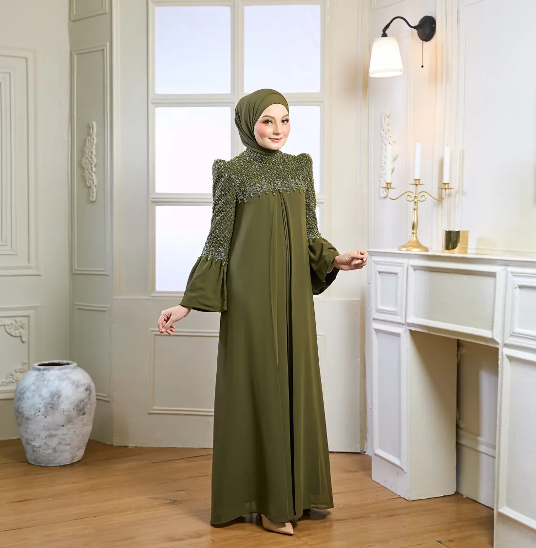 Rosella Dress in Deep Olive