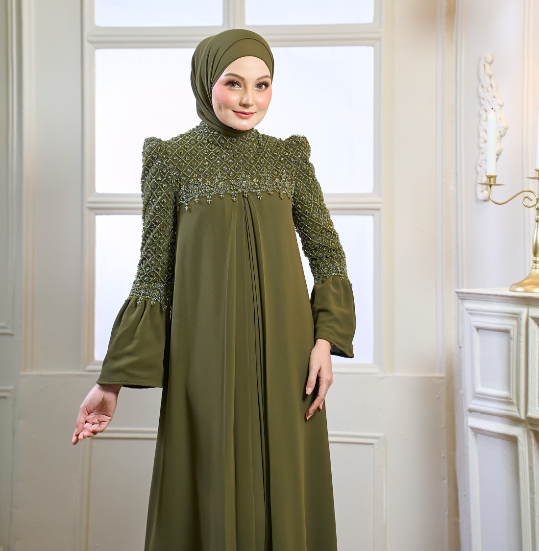 Rosella Dress in Deep Olive