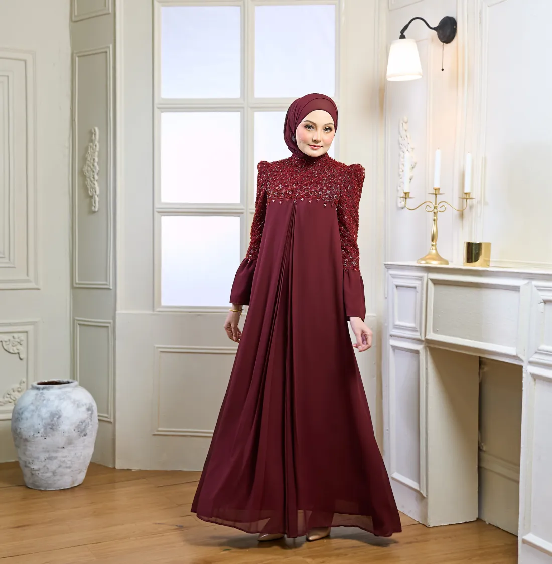 Rosella Dress in Burgundy